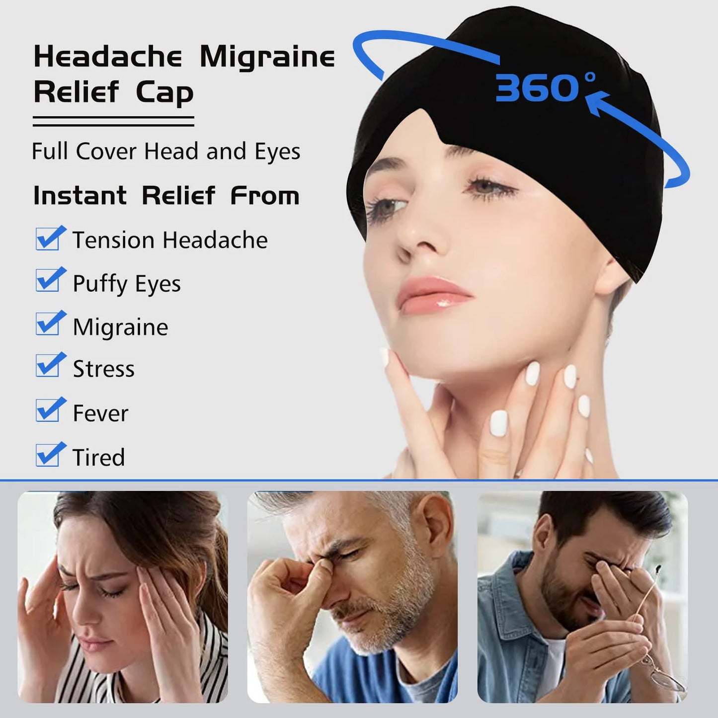 Migraine Relief Hat Mask - Cold Compress Hood