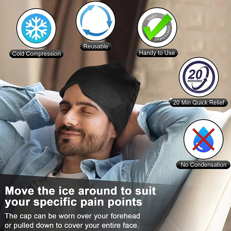 Migraine Relief Hat Mask - Cold Compress Hood